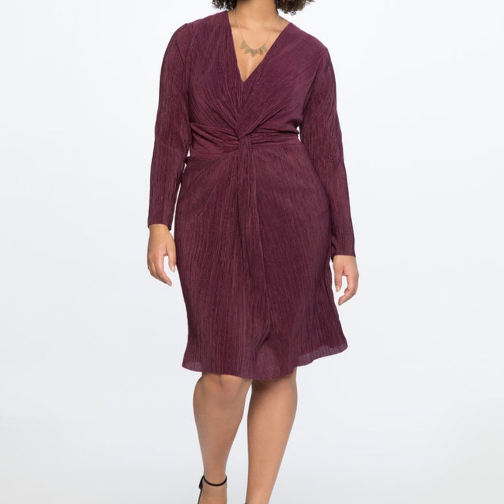 Eloquiii Knot Front Accordion Dress